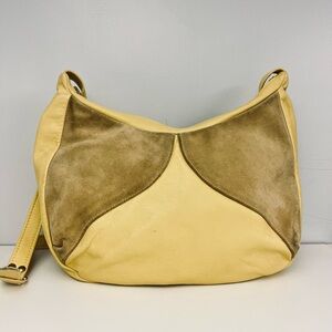 Butter Yellow Leather and Suede Crossbody Bag